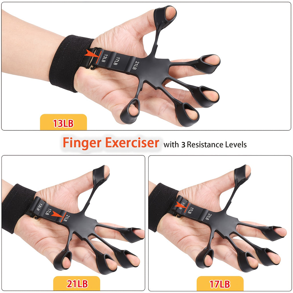 Hand Grip Strength Trainer 5Pcs – Adjustable Forearm Strengthener Finger Exerciser Stretcher Workout Ring & Hand Exercise Ball for Rock Climbing Fitness Musicians Athletes