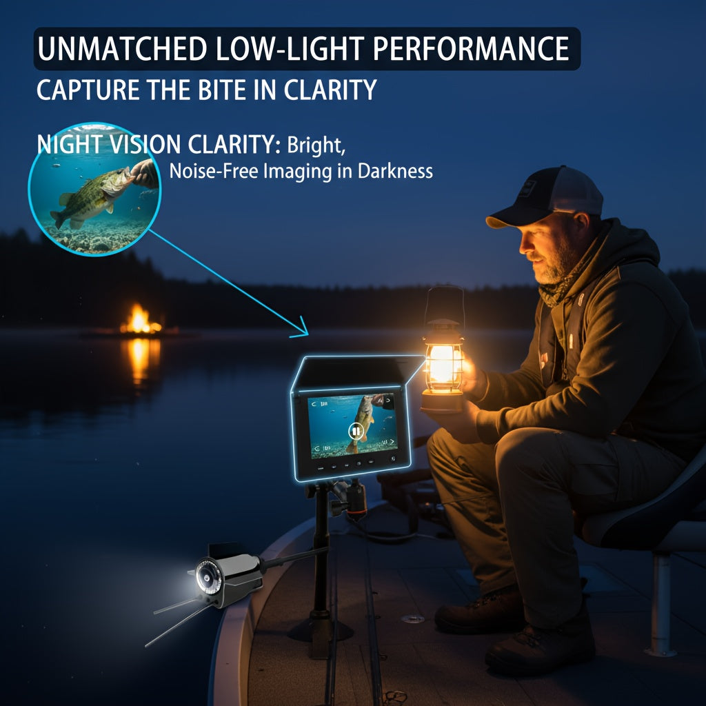 Underwater Fishing Camera Fish Finder HD 4.3 Inch Screen 140° Wide Angle Lens Fish Attracting Light Underwater Camera for Ice Fishing Lake River