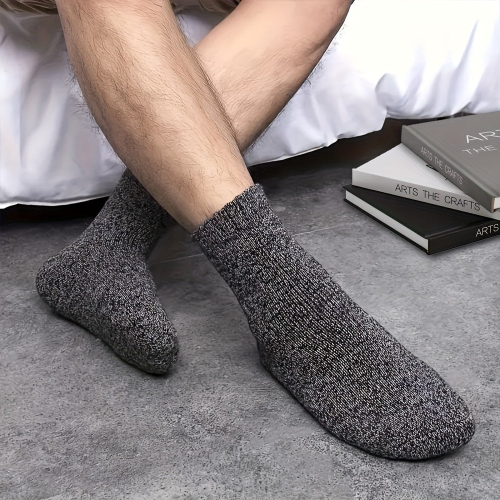 9-Pack Winter Thick Warm Socks – Super Soft Knit Thermal Crew Socks for Men & Women, Retro Solid Color Cozy Cold Weather Socks, Machine Washable (One Size)