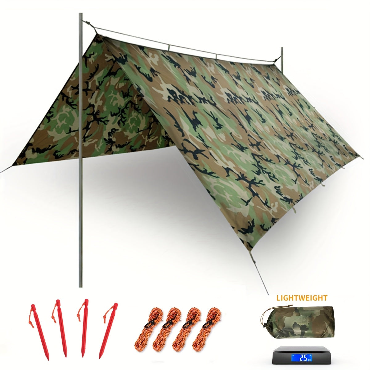 Waterproof Camping Tarp Canopy 4 Person – UV Protection Alloy Poles Portable Foldable Rain Fly Awning for Hiking Backpacking Survival Outdoor, Multiple Colors & Sizes