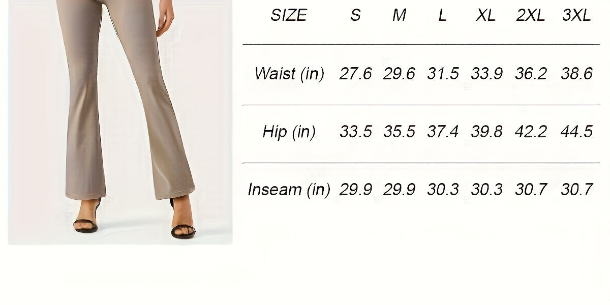 Women's Flare Leg Yoga Pants with 4 Pockets – High Waist Tummy Control Stretch Work Dress Slacks, Soft Nylon Spandex Fabric for Yoga Office Casual Daily Wear, S-XXL