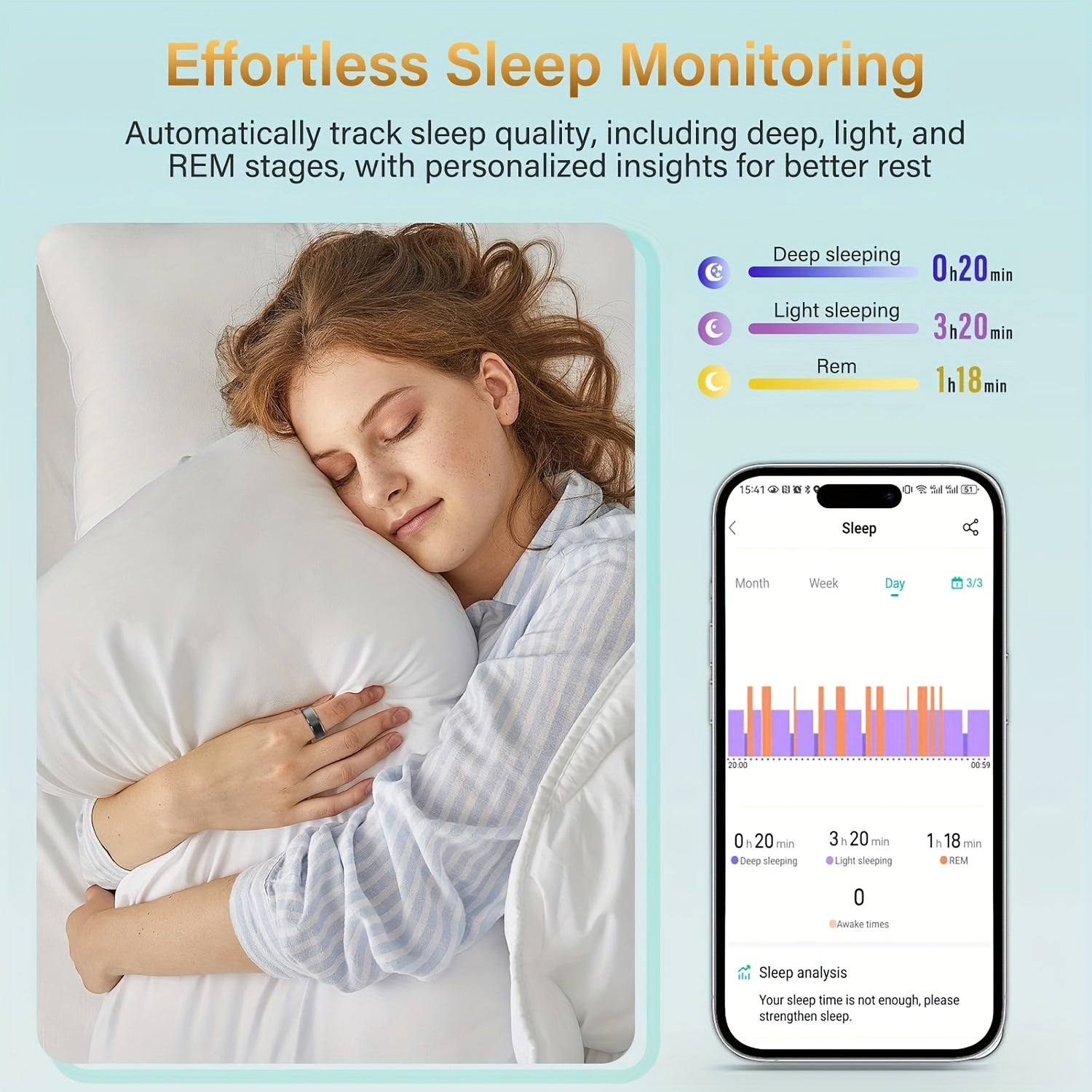 Smart Health Ring with Sleep Tracking – Wearable Fitness Ring with Pedometer, Calories, Distance & HRV Monitoring, Bluetooth 5.3, Waterproof, Compatible with iPhone & Android, Sizes #7-#13