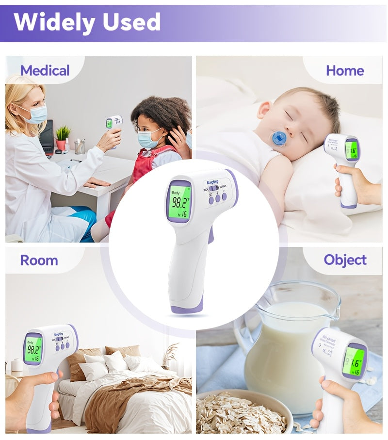 No-Touch Forehead Thermometer for Adults & Kids – Infrared Digital Thermometer with Fever Alarm, 3-Color Backlit, 28 Memory Recall, Fast 1-Second Reading, Baby & Family Home Use
