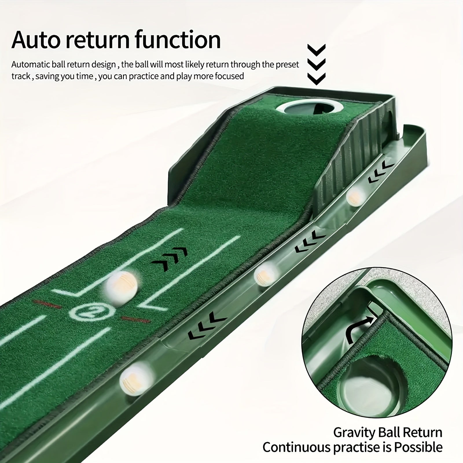 Indoor Golf Putting Mat with Automatic Ball Return and Post-Hole Collection System Practice Putting Green for Home Office Outdoor Use Improve Putting Skills Gift for Golf Lovers