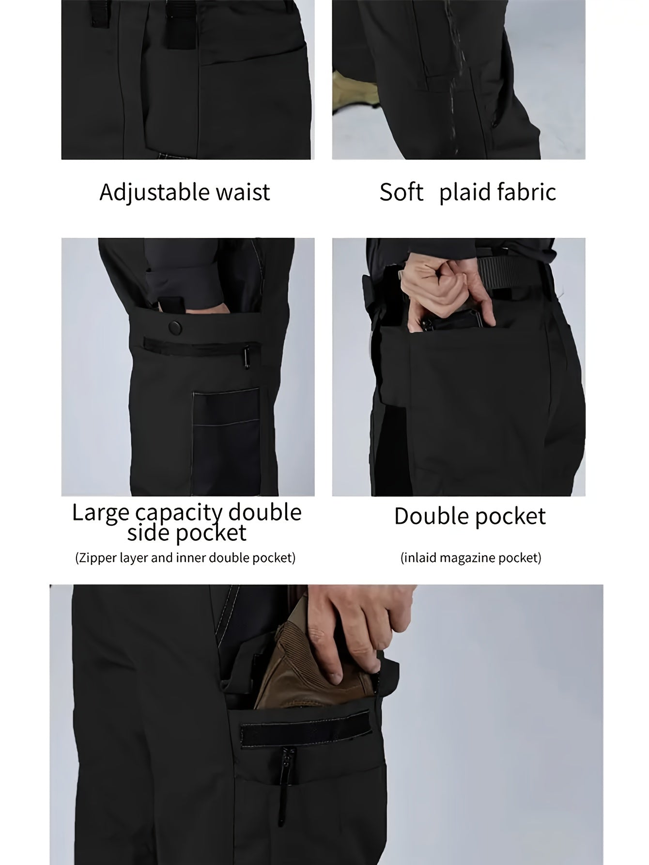 Men's Tactical Cargo Pants Quick-Dry Lightweight Hiking Pants Multi-Pocket Outdoor Work Pants for Men S-XXXL Black Grey Green