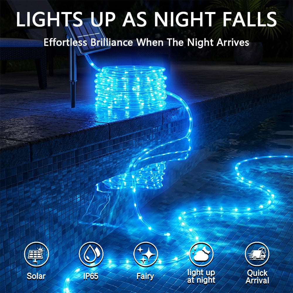 Solar LED Color Changing Light Strip Submersible Pool Lights – Outdoor String Lights for Patio Garden Fence Holiday Party Decor RGB Pure White Warm White Ocean Blue Multiple Lengths