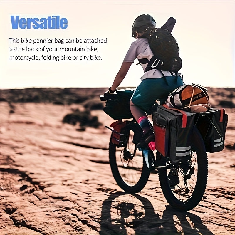 Bike Bag Set 3-Piece Cargo Rack Bag + Saddle Bag + Shoulder Bag – 13.21 Gal Large Capacity Cycling Storage for Road Mountain Commuter Bike Touring – Red Black Blue