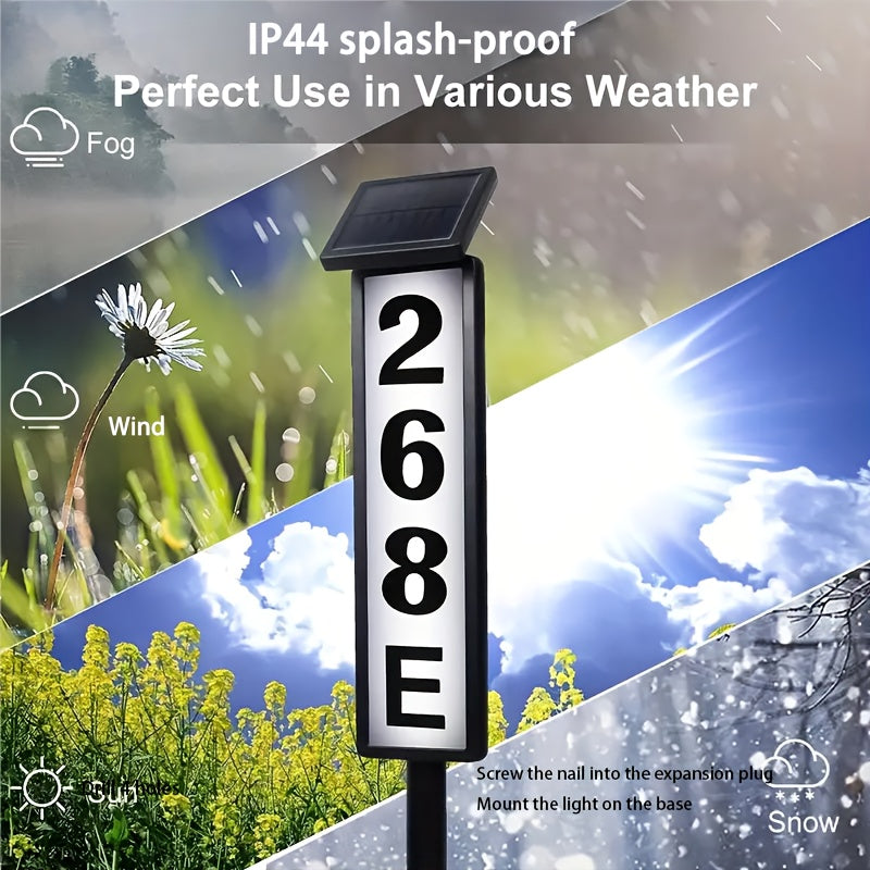 Solar House Number Light Outdoor - Ground Stake Lawn Lamp, No Wiring, Auto Night Lighting, IP44 Waterproof Address Plaque Light for Home, Mailbox, Driveway & Commercial - 1 Pack / 2 Pack