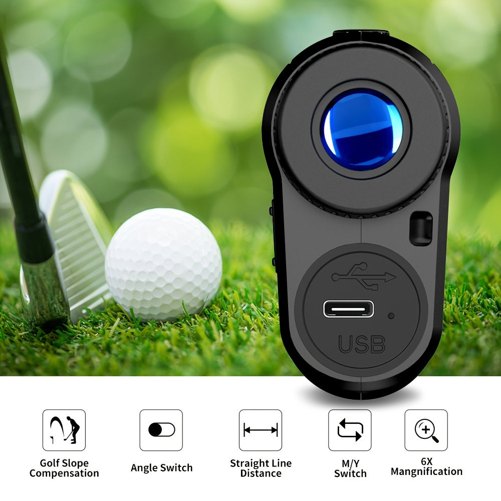 Golf Rangefinder with Slope Compensation 1000 Yard Laser Distance Meter Flagstick Lock Vibration 6x Magnification USB-C Rechargeable for Golf Tournament Practice Golfer Gift