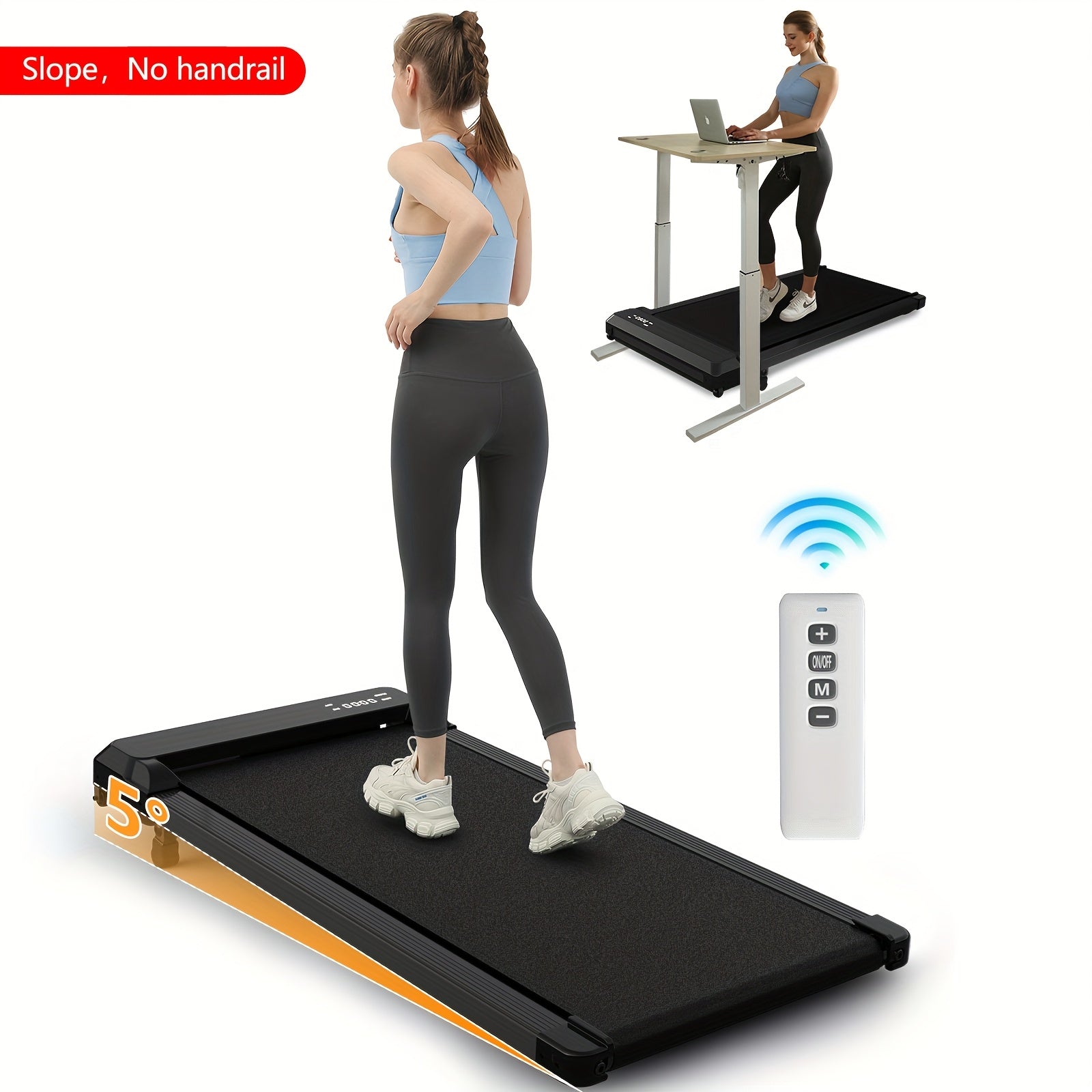 Foldable Treadmill Walking Pad with Incline & Handles – 300 Lbs Capacity, Portable Under Desk Compact Design for Home Gym & Office, Quiet Low-Impact Cardio Machine