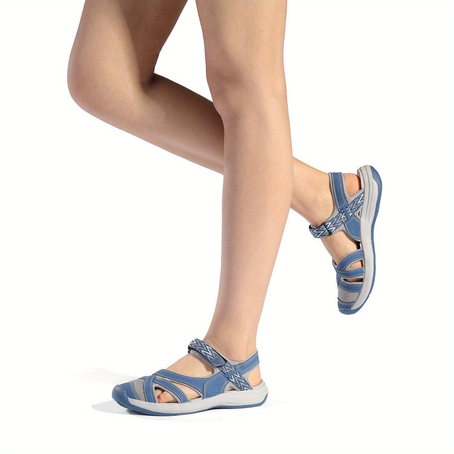 Women's Outdoor Hiking Sandals Summer Sport Athletic Walking Sandals – Breathable Cap Toe TPR Sole Hook-Loop Closure Lightweight Trail Travel Camping Beach Khaki Black Blue Grey US 5-11