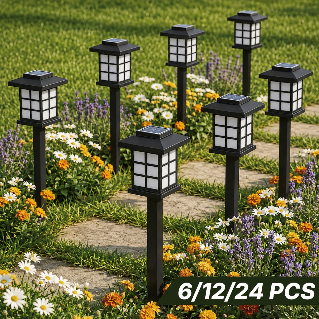 Solar Pathway Lights Outdoor IP55 Waterproof LED 10-Hour Runtime – Garden Driveway Landscape Stake Lights Auto Dusk-to-Dawn – Warm White & Color-Changing – 6 12 24 Pack