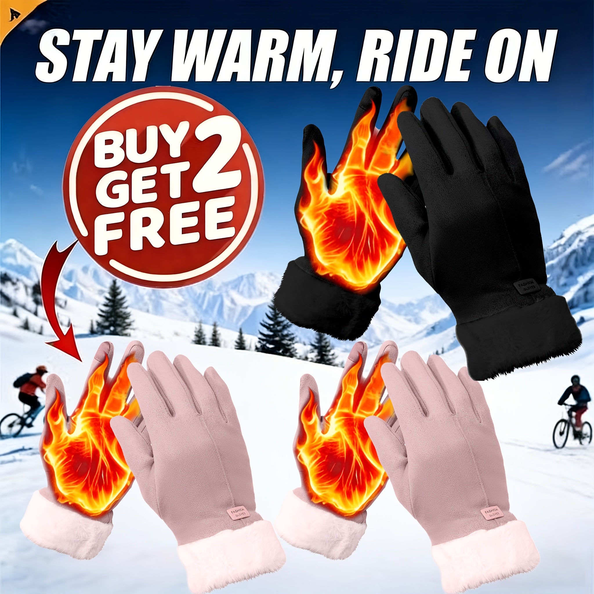 Women's Touchscreen Winter Gloves Windproof Fleece-Lined Thermal - 1/2/3 Pack for Cycling Outdoor Activities, Soft Warm Cold Weather Gloves Black Gray Blue Brown Pink