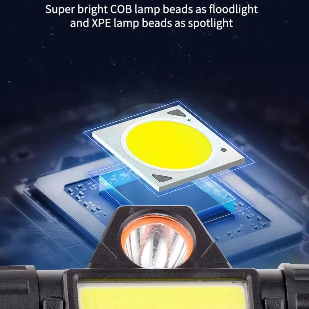 COB LED Headlamp 4-Pack Rechargeable USB 500mAh Magnetic Base Super Bright Long Range Hard Hat Clip Hands-Free for Camping Hiking Fishing Cycling Tactical