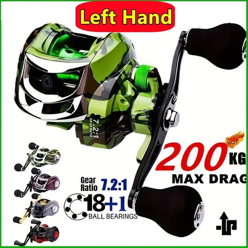 Metal Baitcasting Fishing Reel – High-Efficiency Strong Drag & Bearings Left or Right Hand for Freshwater Saltwater Bass Fishing