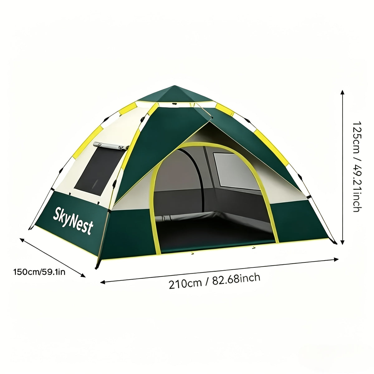 SKYNEST Instant Setup Camping Tent 1-4 Person All Season with Dual Doors & Mesh Windows – Windproof Lightweight Pop Up Tent for Camping Hiking Hunting