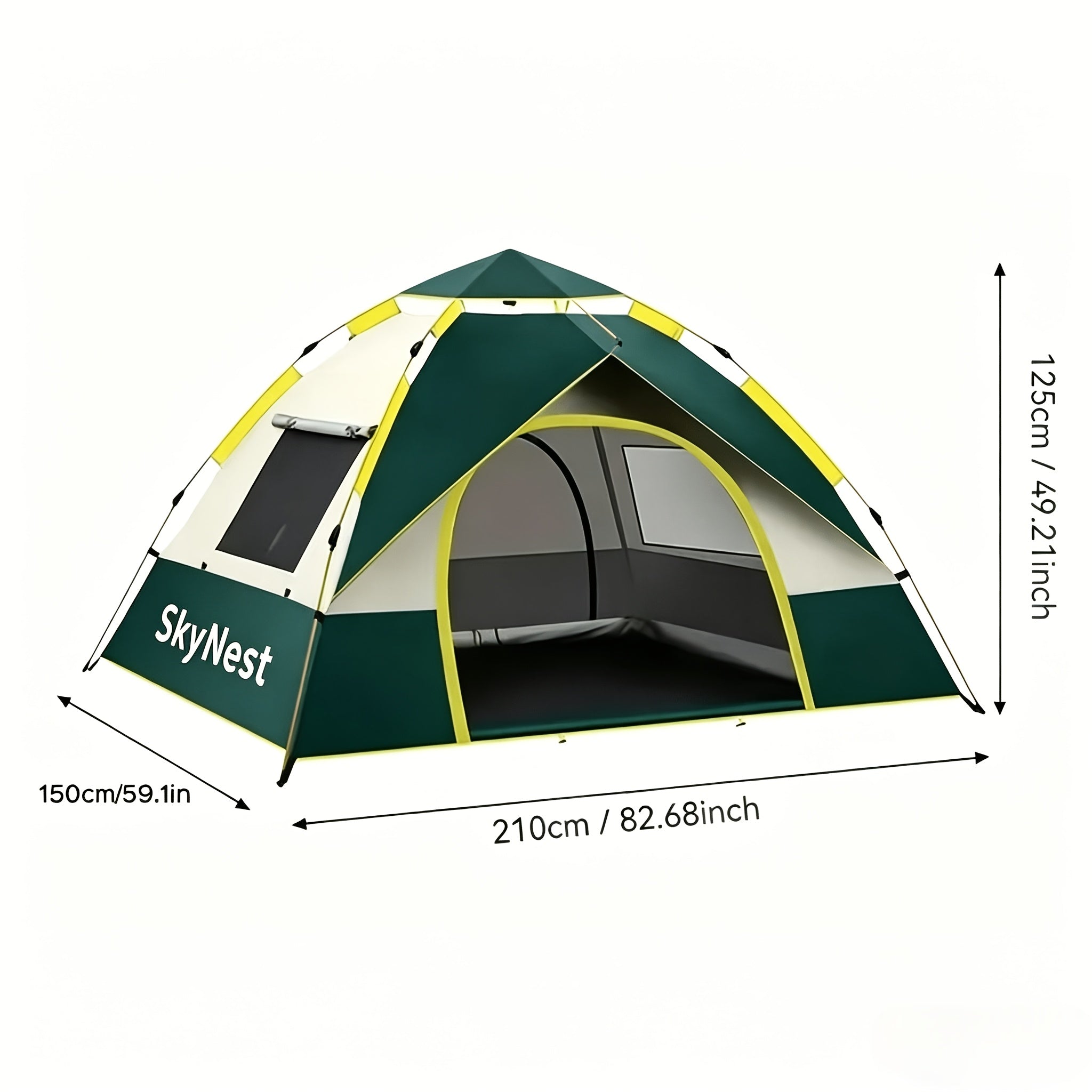 SKYNEST Instant Setup Camping Tent 1-4 Person All Season with Dual Doors & Mesh Windows – Windproof Lightweight Pop Up Tent for Camping Hiking Hunting