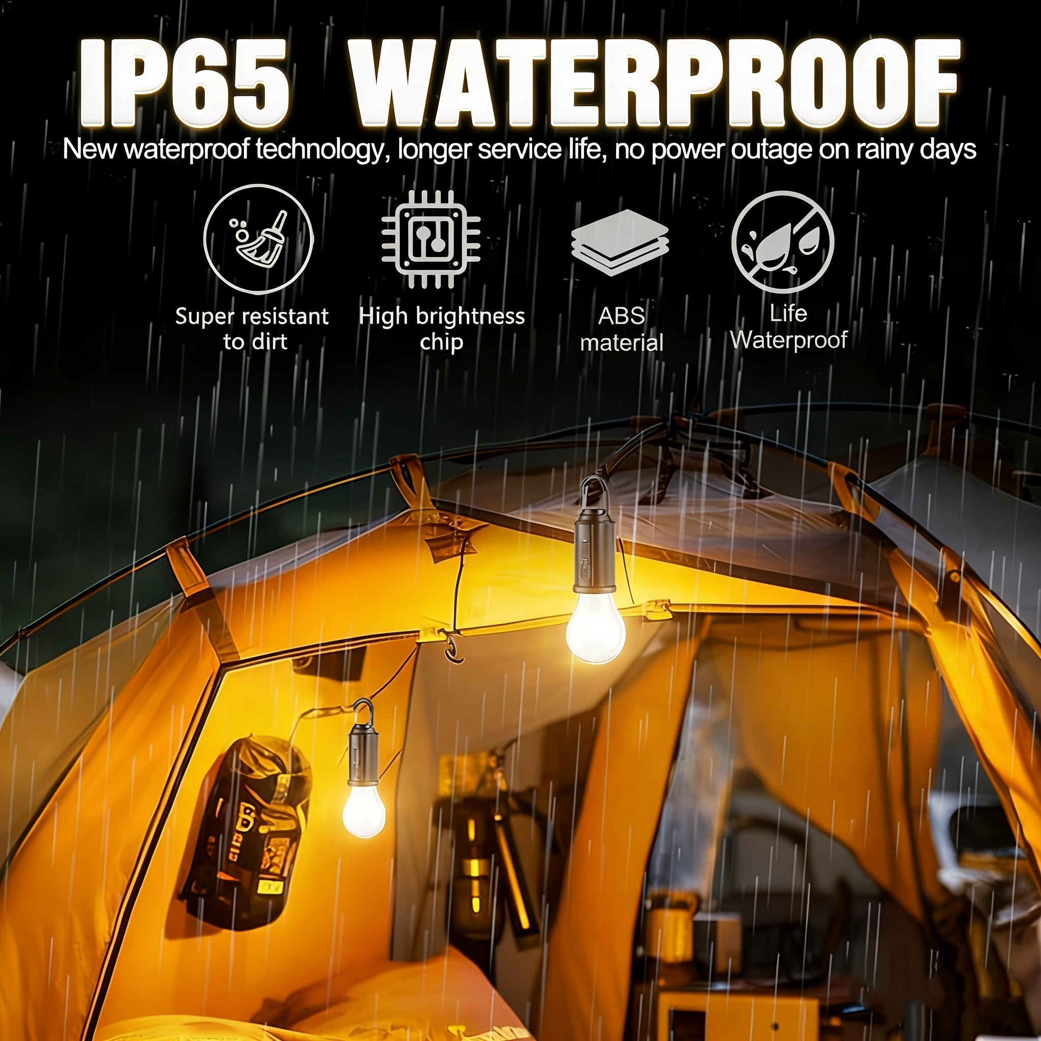 Solar Camping Lantern 3 Pack USB Rechargeable LED Waterproof Tent Light with Clip Hook Outdoor Camping Hiking Emergency Flashlight Christmas Decoration