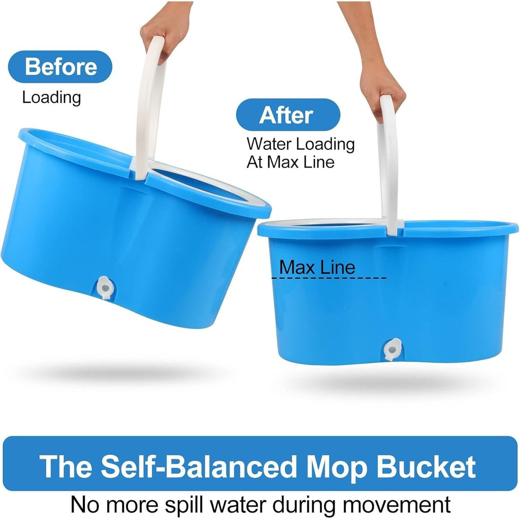 360° Spin Mop and Bucket Set with Wringer - Stainless Steel Handle, Microfiber Refills, Spinning Floor Cleaning System for Hardwood, Tile & Laminate