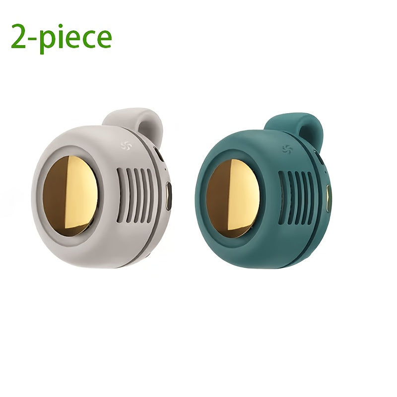 Mini Clip-On Neck Fan Portable Bladeless USB Rechargeable – 3-Speed 360° Silent Cooling Fan for Hiking Camping Travel Golf Fishing Sports Outdoor White Green Pink