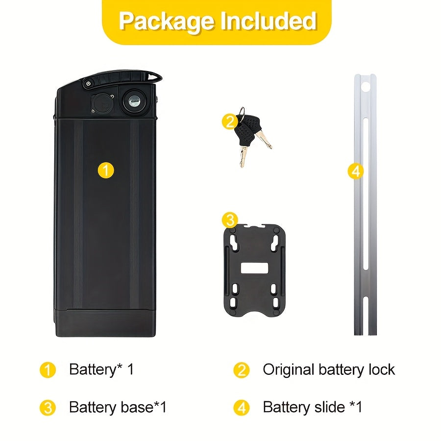 48V 15Ah E-Bike Lithium Battery Pack - Up to 40KM Range - Compatible with 250W 500W 750W Motors - Includes Charger Battery Base & Slide Kit - Electric Bicycle Battery for GS5 GE5 GS3 Models