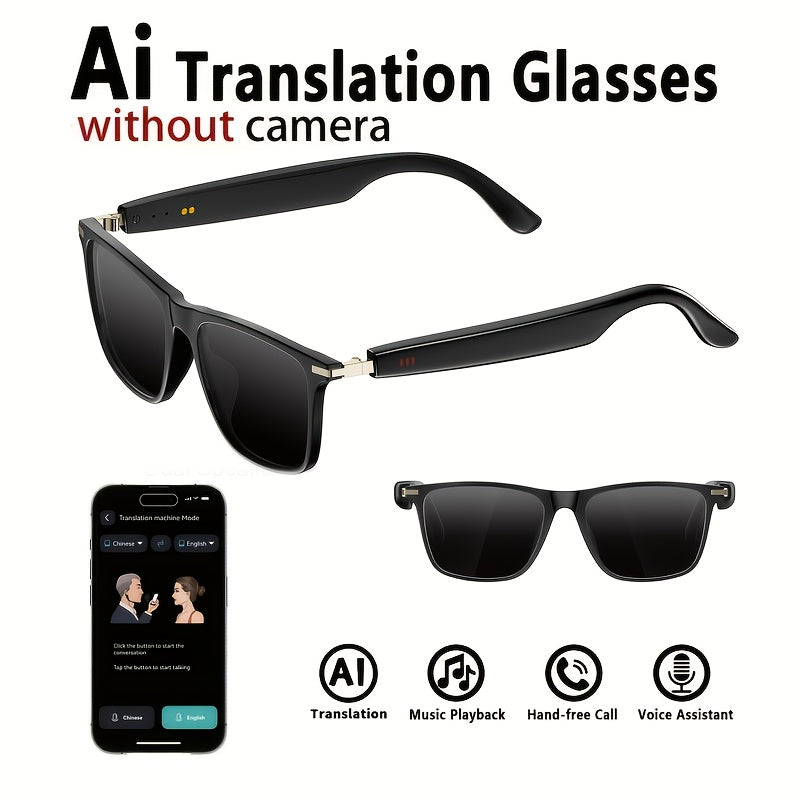 AI Smart Glasses with Real-Time Translation 110+ Languages – Open-Ear Audio, 8MP HD Camera, Color-Changing Lenses, Voice Control, HiFi Music for Travel, Work & Outdoor Sports