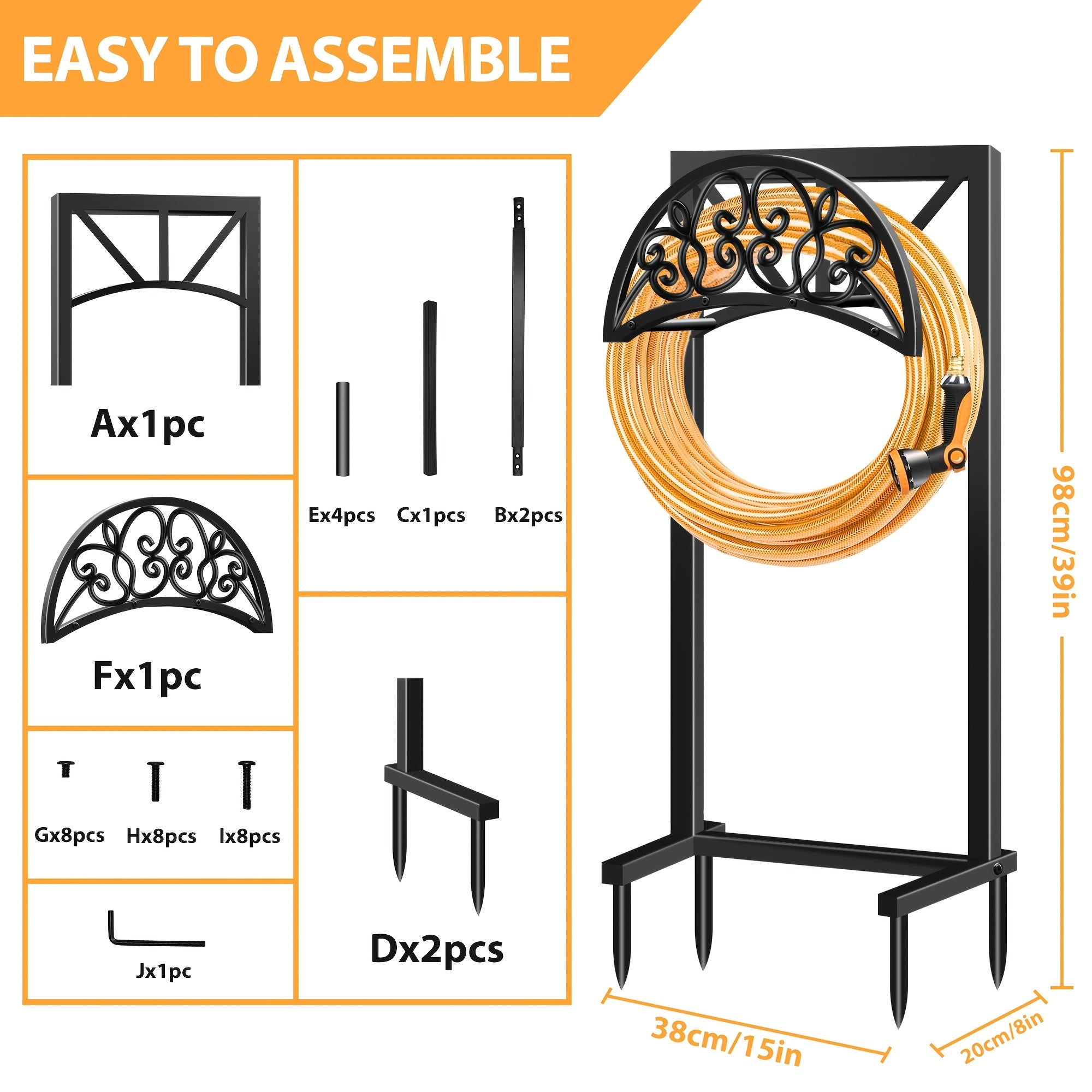 Garden Hose Holder Freestanding – Heavy-Duty Metal Hose Rack with Ground Spikes, Rust-Resistant, Detachable Organizer for Outdoor Lawn, Patio & Garden Beds | Multiple Styles