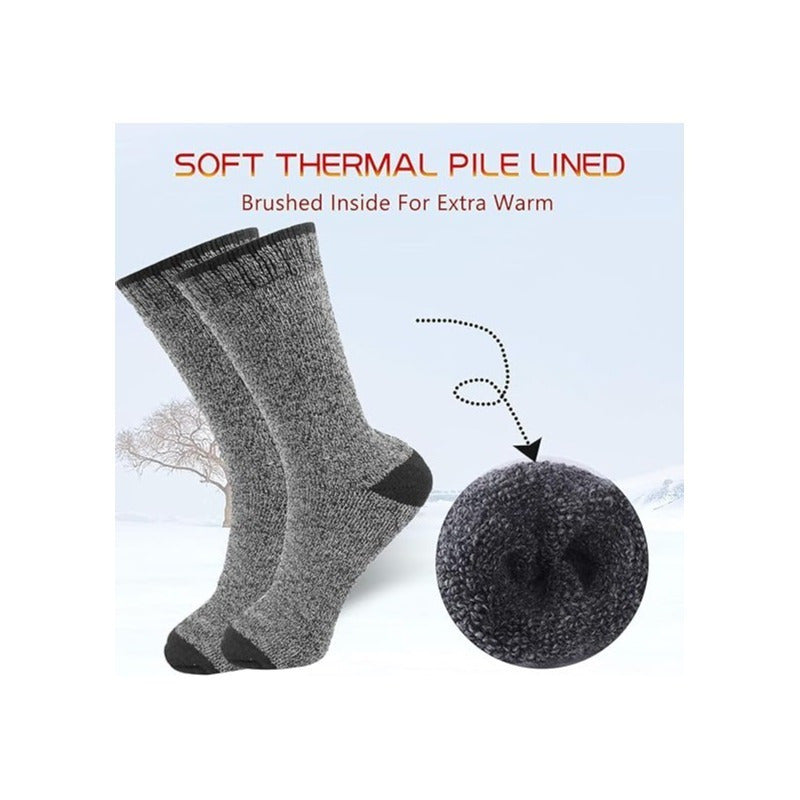 Thermal Socks for Men 6 Pairs Winter Warm Thick Insulated Boot Socks 80% Acrylic Crew Socks for Skiing Hiking Camping Snowmobiling Cold Weather One Size Fits Most