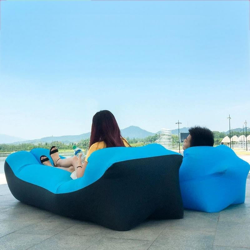 Portable Inflatable Camping Sofa Lounger Chair – Quick Inflate Outdoor Recliner for Beach, Backyard & Camping in Blue, Purple, Red & Green