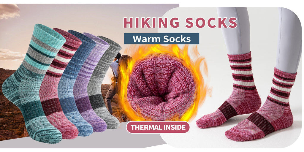 Merino Wool Hiking Socks 5 Pairs Men Women Compression Cushion Breathable Outdoor Trail Running Camping Festival Gift Socks