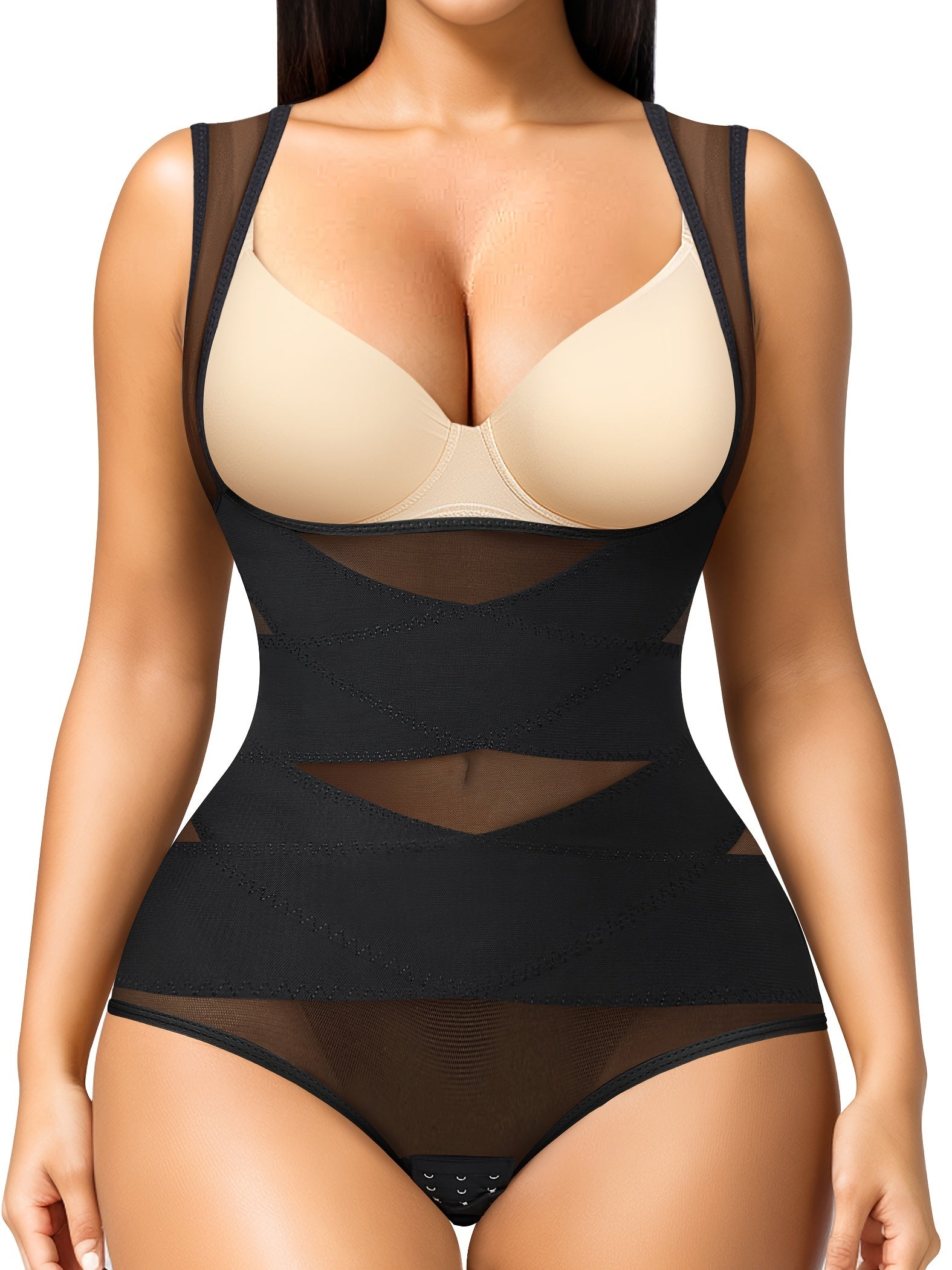 Women's Shapewear Bodysuit with Tummy Control – High-Waist Butt Lifter, U-Shape Push Up, Wide Straps, Breathable Nylon Body Shaper, 5 Colors, Sizes S-XXL