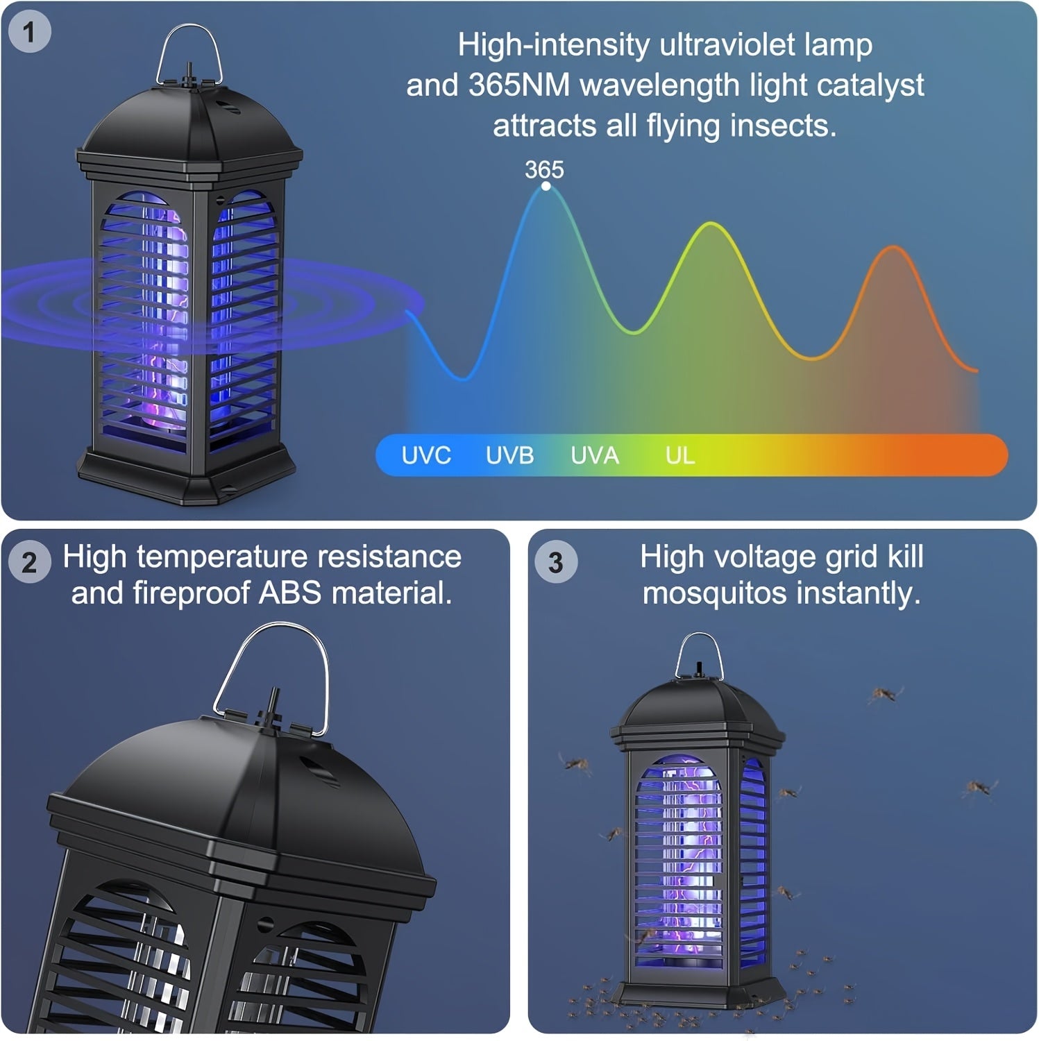 Bug Zapper Electric Mosquito Zapper Fly Killer Metal Mesh Indoor Insect Trap Lamp for Home Kitchen Bedroom Family Gift