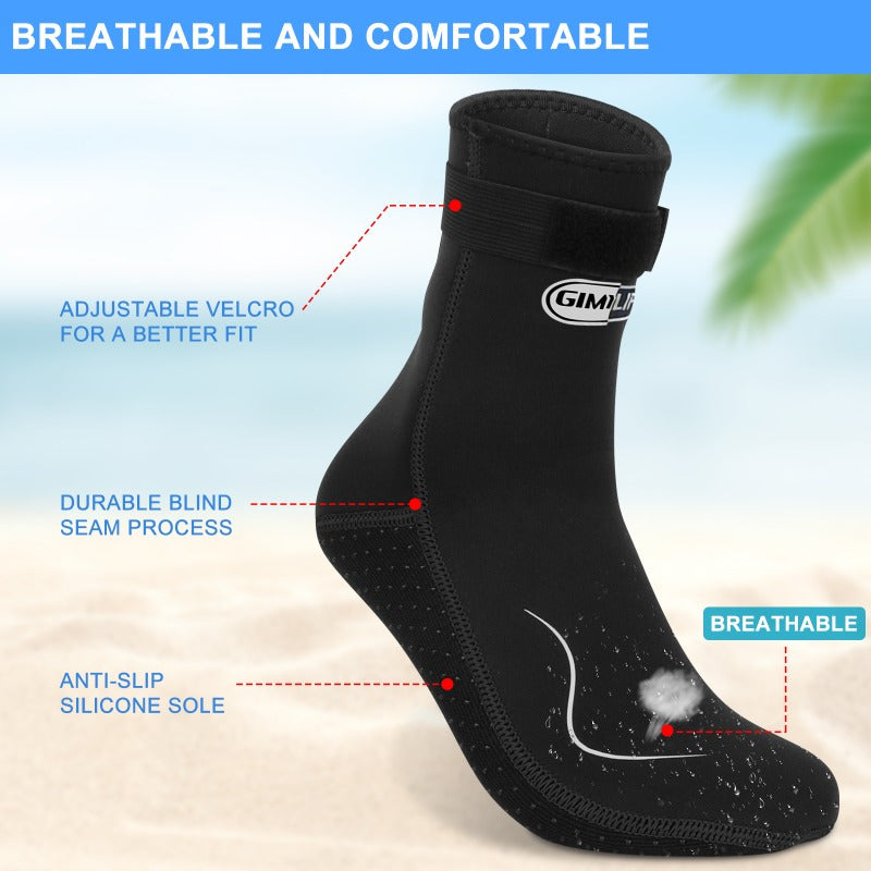 Neoprene Water Socks 3mm for Men & Women – Non-Slip Warm Diving Wetsuit Fin Socks High & Low Cut for Surfing Snorkeling Kayaking Beach S-XXL