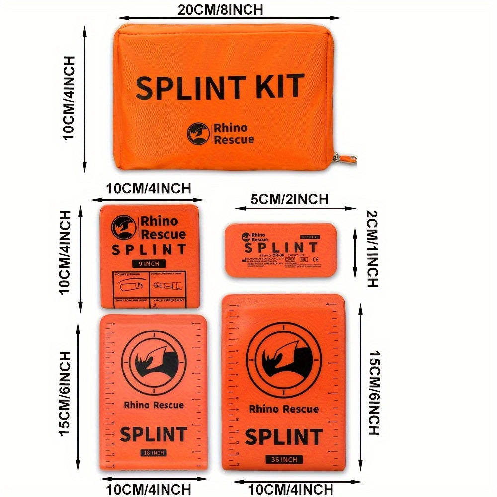 First Aid Splint Set 4-Pack – Rollable Emergency Splints in 4 Sizes (36", 18", 9", 4"), Lightweight Compact for First Aid Kit, Camping, Hiking, Survival & Emergency Preparedness