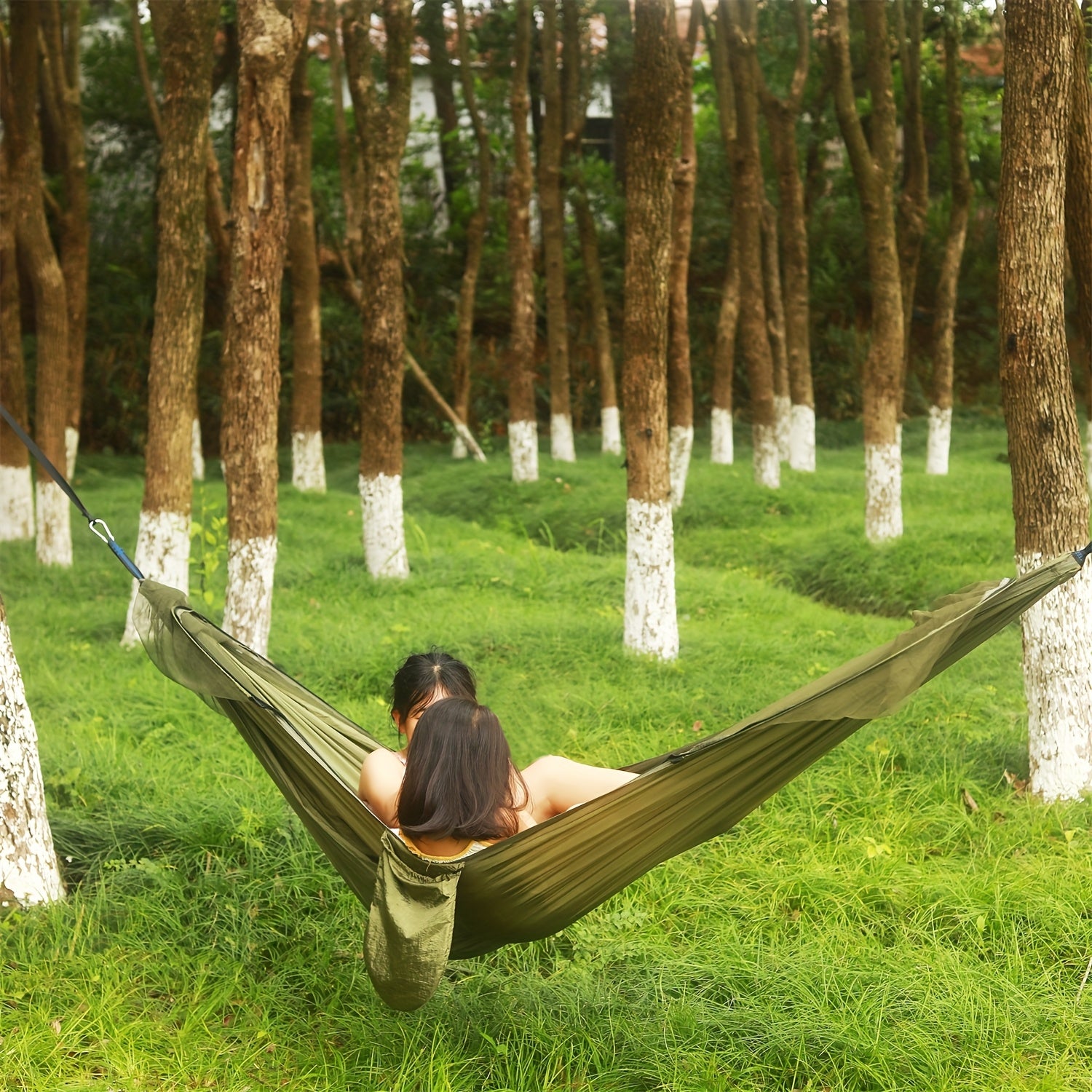 3-in-1 Double Camping Hammock with Mosquito Net and Sun Shade Durable Lightweight Portable for Camping Hiking Backpacking Picnic Garden Patio Park Outdoor Adventures
