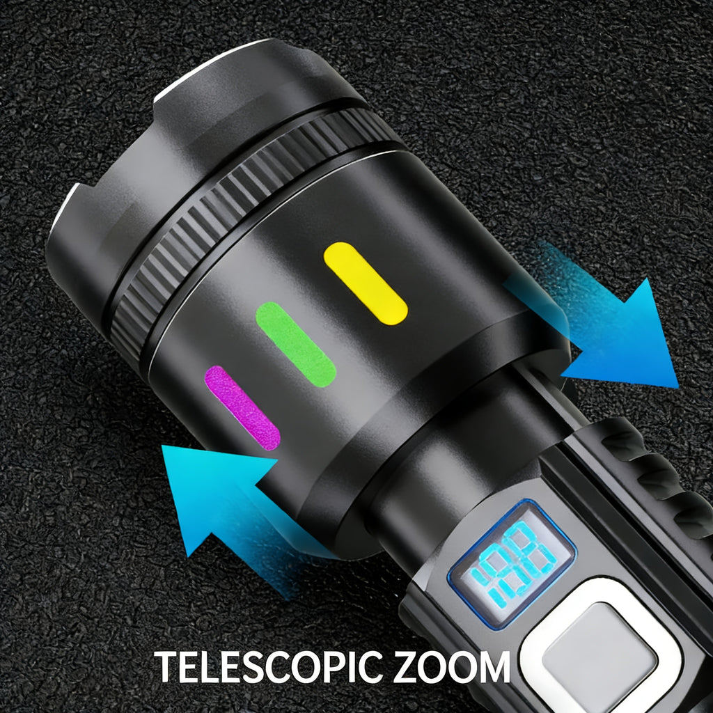 LED Flashlight Set 2 Pack Rechargeable – 3200 Lumens, 7 Modes, Zoomable Tactical Torch, USB-C, 900M Beam, for Camping, Hiking, Emergency & Survival, Carry Case Included