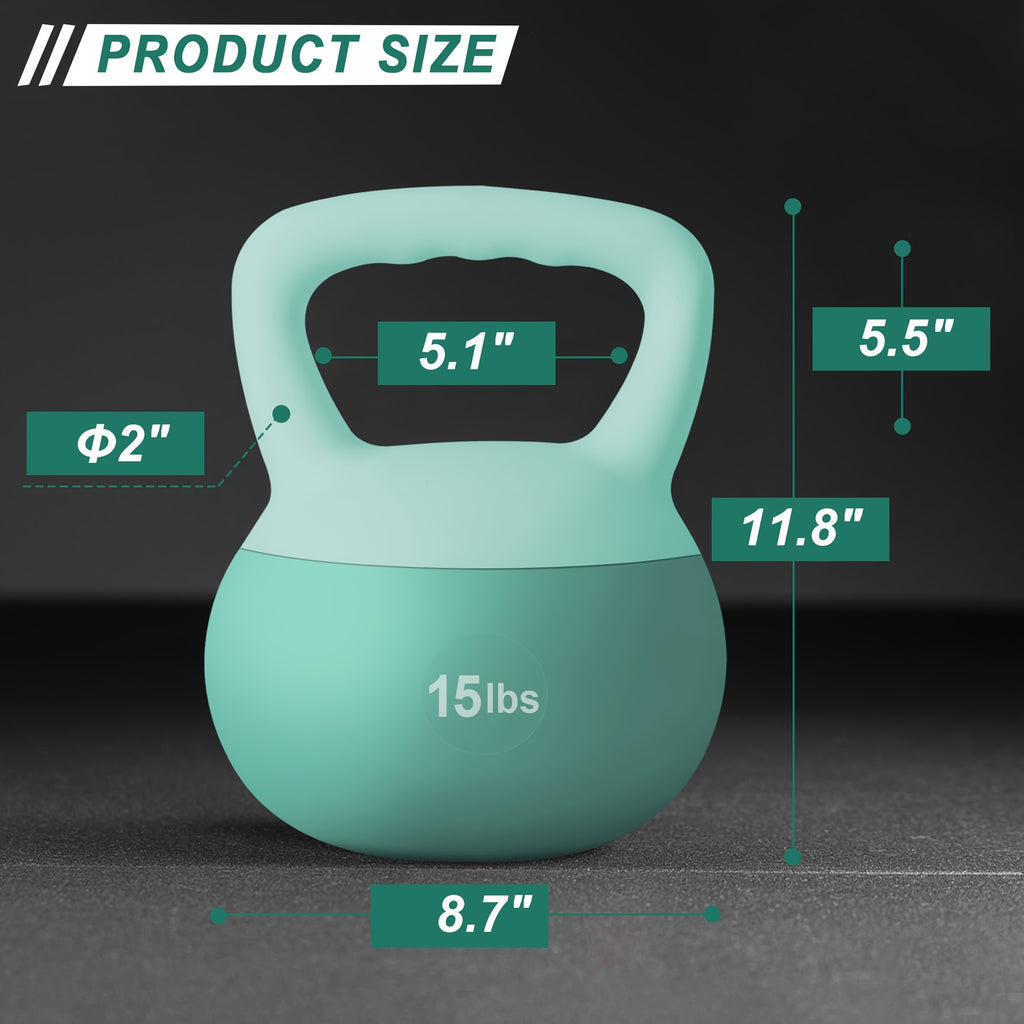 Soft PVC Kettlebell with Wide Non-Slip Handle – Iron Sand Filled Strength Training Weights 10-30 lbs for Women & Home Gym, Swings, Squats, HIIT & CrossFit