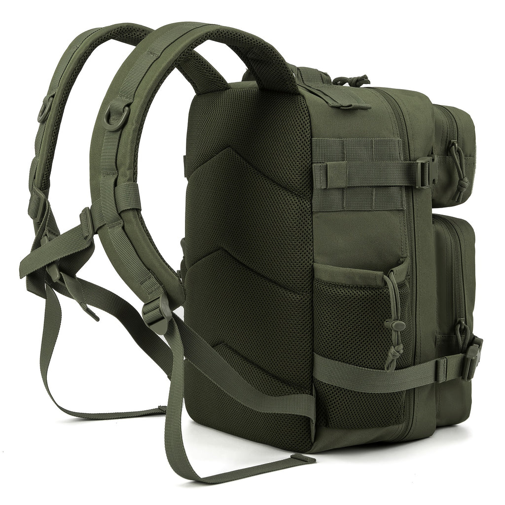 Tactical MOLLE Backpack 6.6 Gal – 180° Flat Open Hiking Camping Daypack with Laptop Compartment & Dual Cup Holders, Heavy-Duty Gym Sports Travel Bag | 9 Colors