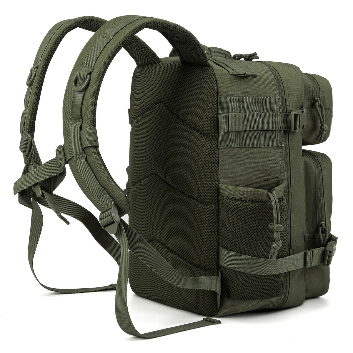 Tactical MOLLE Backpack 6.6 Gal – 180° Flat Open Hiking Camping Daypack with Laptop Compartment & Dual Cup Holders, Heavy-Duty Gym Sports Travel Bag | 9 Colors