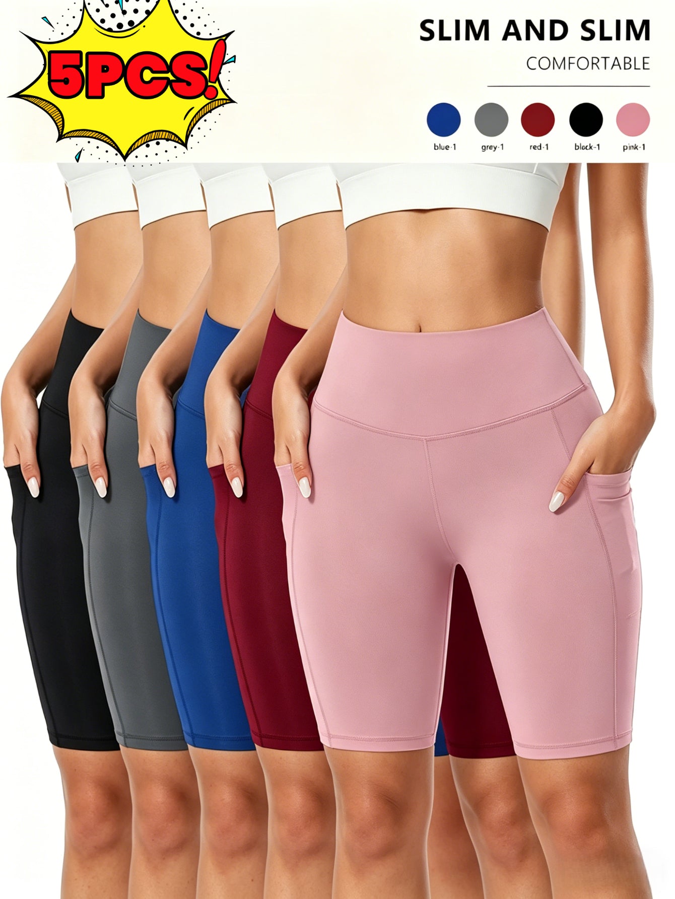 Women's Biker Shorts 5-Pack High Stretch 5 Inch Opaque Cycling Tights for Running Yoga Fitness Walking Plus Size M L XL XXL Mixed Colors
