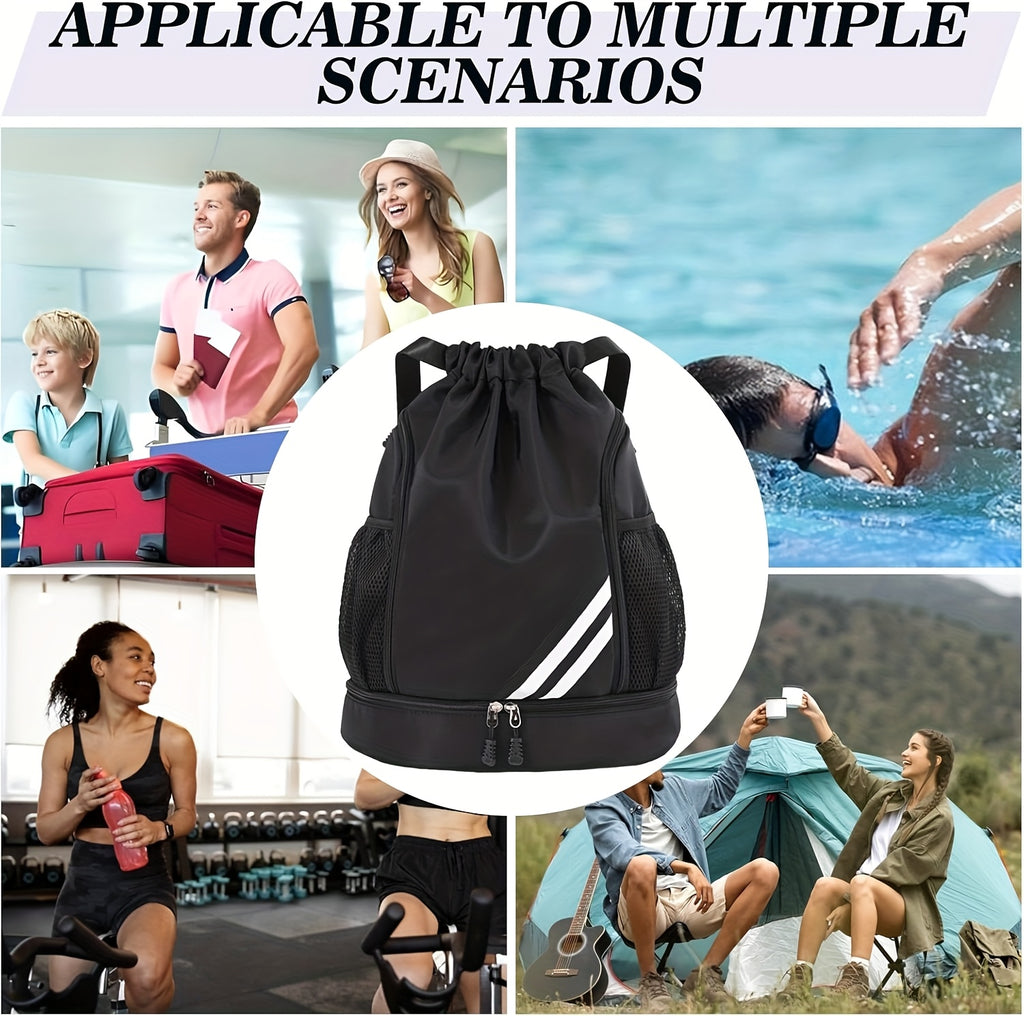 Drawstring Sports Backpack Gym Bag Lightweight for Men & Women – Basketball, Yoga & Fitness Bag with Shoulder Strap, Polyester Lining & Drawstring Pouch