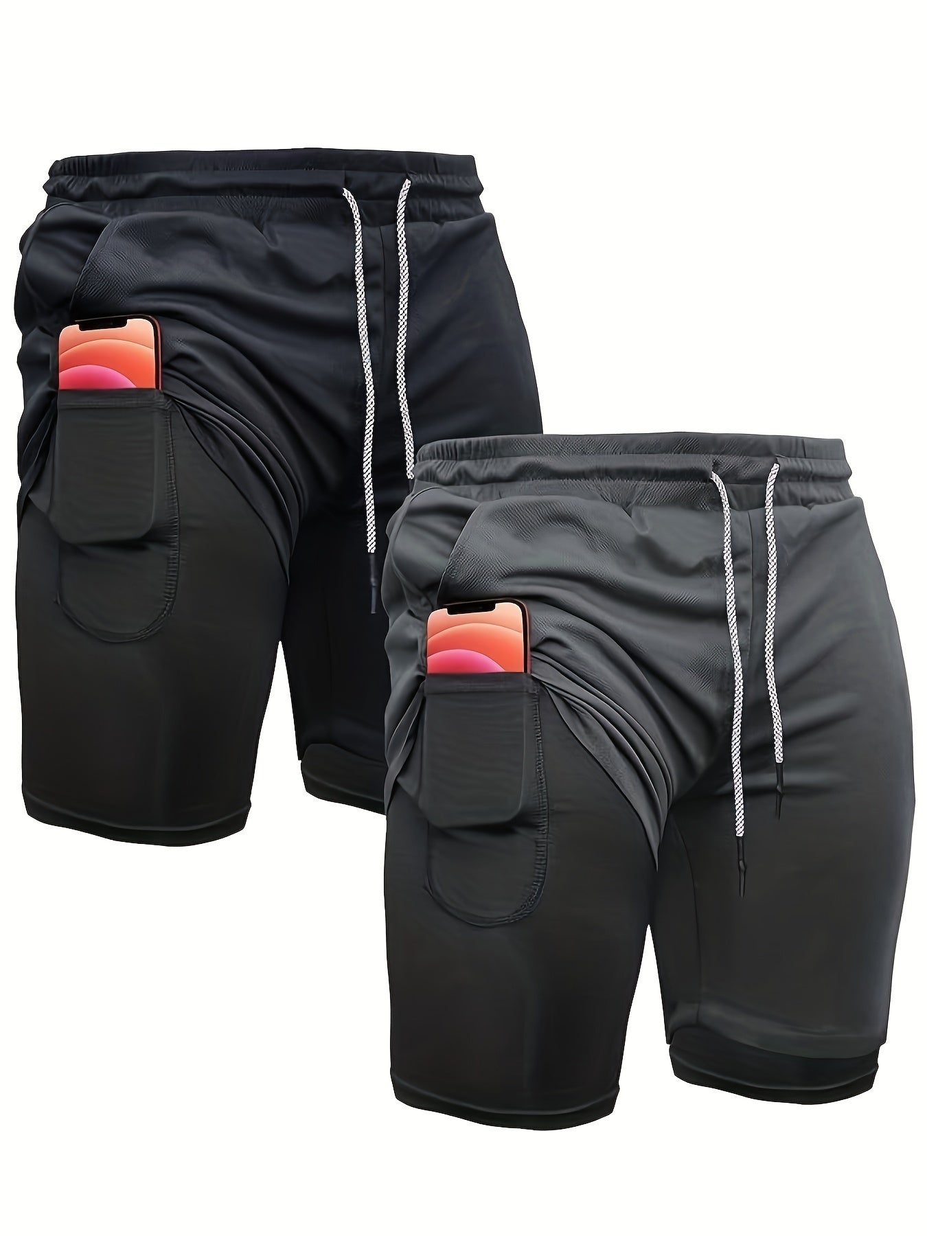 Men's 2-in-1 Running Shorts with Compression Liner – 7 Inch Quick-Dry Workout Shorts for Gym, Yoga & Outdoor Sports, Sizes S-XXL, 3 Colors
