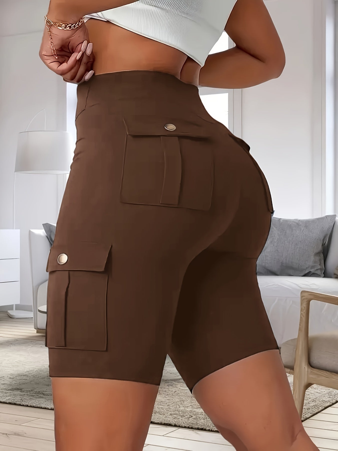 High Waist Yoga Shorts for Women with Pocket Athletic Sports Workout Running Shorts Soft Stretch S-XXL