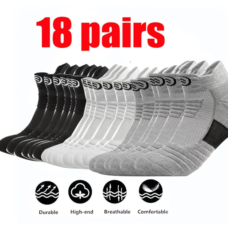 Women's Athletic Socks 18 Pairs Colorful Stripe Low Cut Non-Slip Breathable Running Basketball Gym Sports Socks Spring Summer All Season