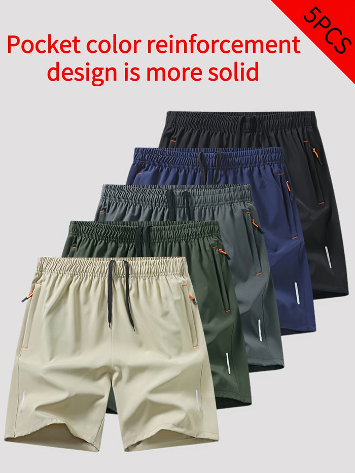 Men's Activewear Shorts 5 Pack Assorted Colors Breathable Stretch Workout Athletic Gym Running Shorts S to XXL