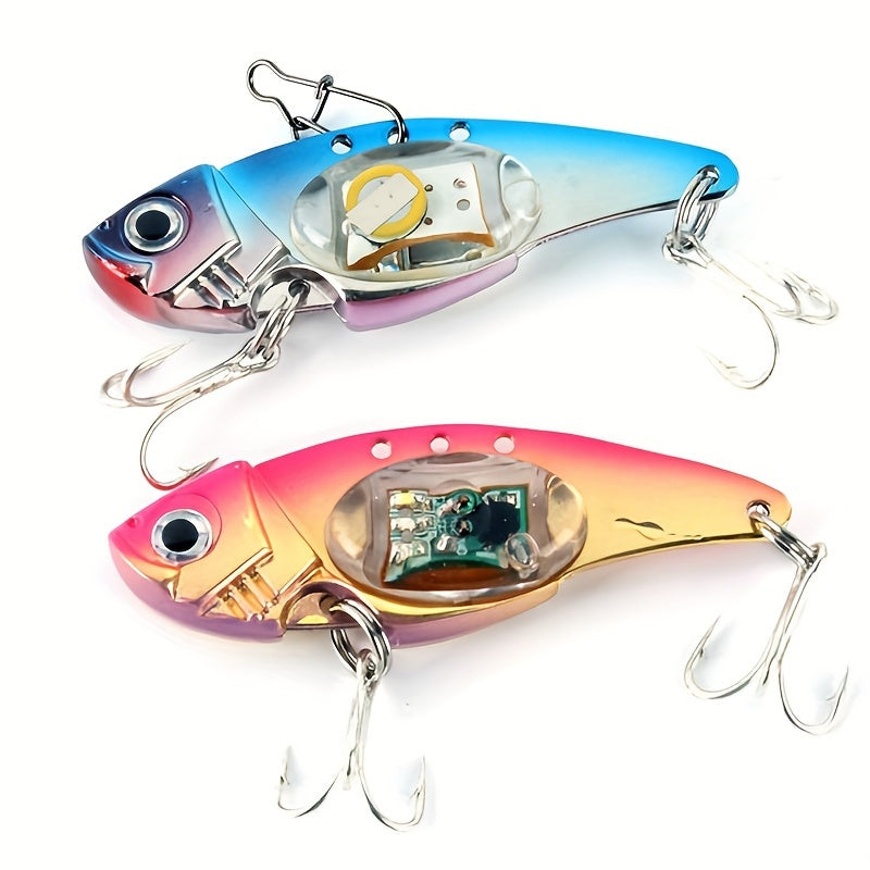 Electronic LED Fishing Lure with Sound & Vibration - Aluminum Alloy Fish-Shaped Bait Attracts Fish from 500M, Outdoor Fishing Gift for Enthusiasts (2/3/4pcs)