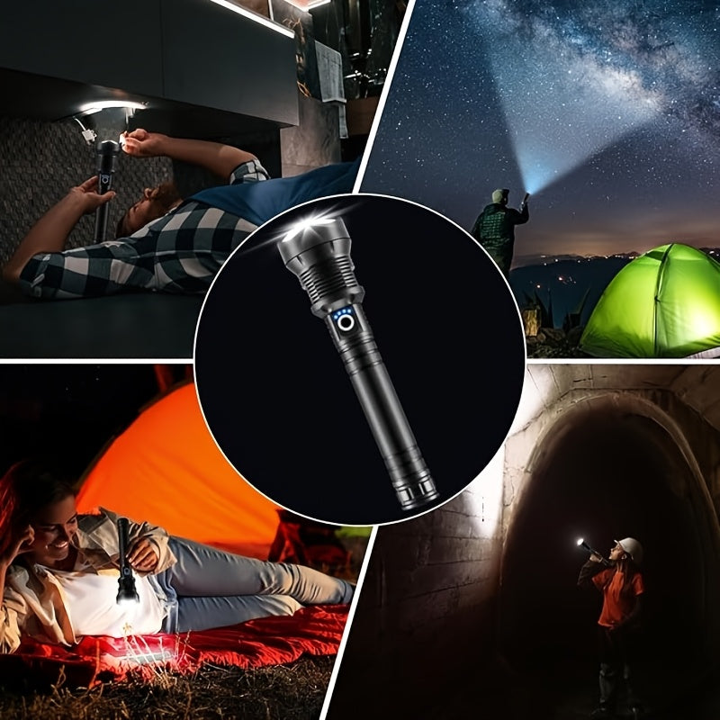4000 Lumen Rechargeable LED Tactical Flashlight High Lumens Aluminum Alloy, 4 Modes, 500M Range, USB-C Charging for Camping, Fishing, Hiking & Emergency