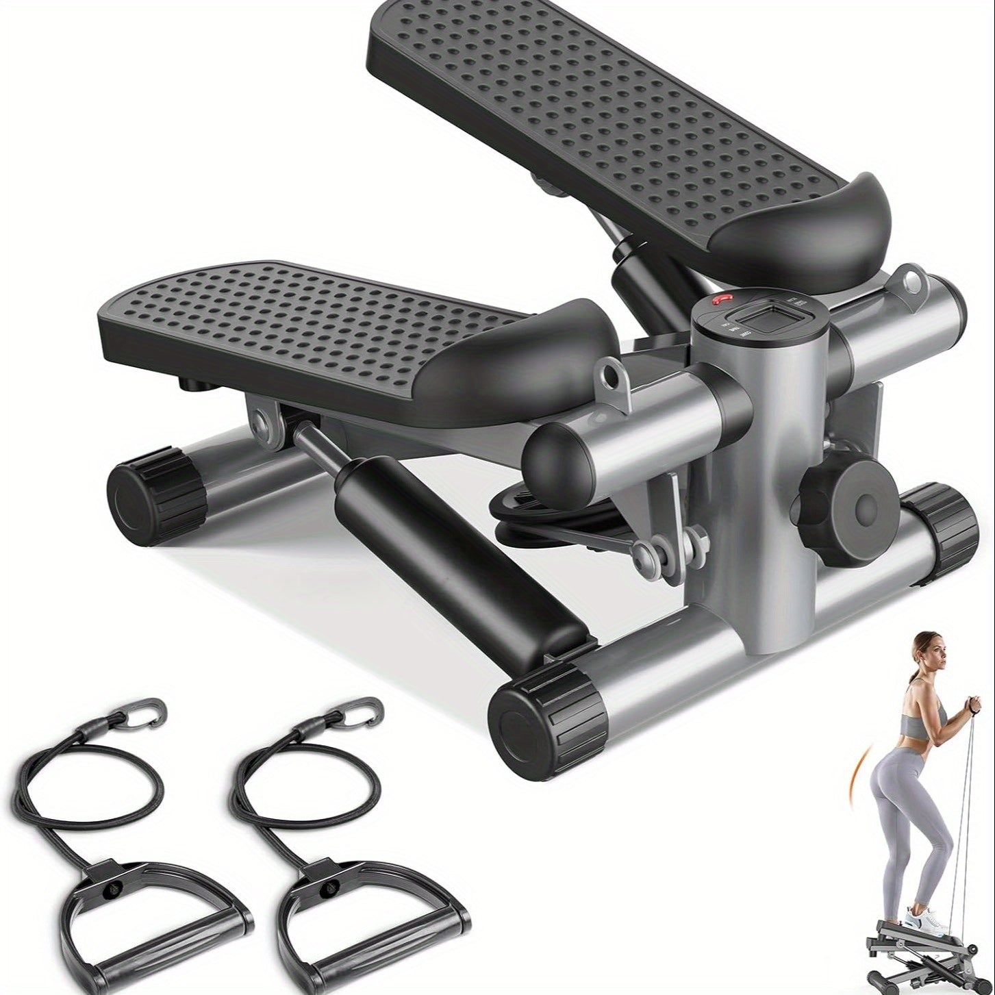 Stair Stepper Machine Mini Portable with Resistance Bands Twist Motion Full Body Workout 300LBS Compact Home Gym Cardio for Men Women