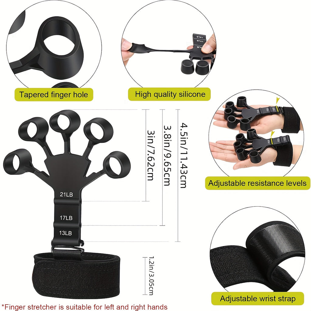 6-Piece Grip Strength Trainer Set Finger Exerciser Hand Strengthener Forearm Ring – Progressive Resistance for Athletes Musicians Rock Climbers Men Women