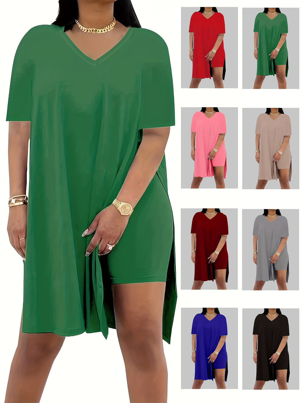Women's V-Neck Short Sleeve Top & Shorts Set – Stretch Solid Color Activewear for Yoga Gym Jogging Casual Wear Black Brown Burgundy Green Blue Pink S-XXL